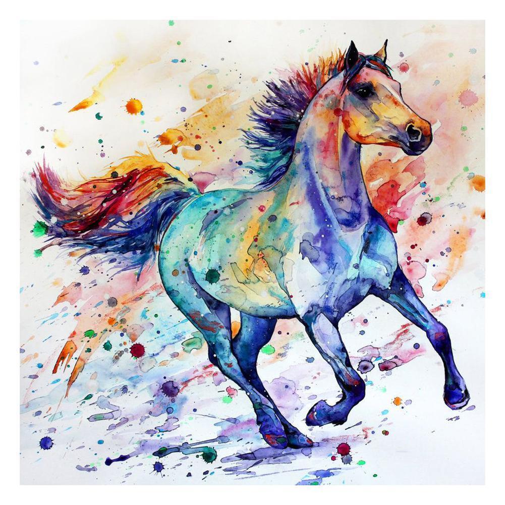 Colorful Horse 30x30cm(canvas) full round drill diamond painting