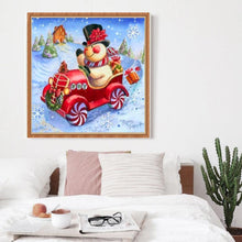 Load image into Gallery viewer, Snowman Car 30x40cm(canvas) full round drill diamond painting
