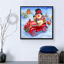 Load image into Gallery viewer, Snowman Car 30x40cm(canvas) full round drill diamond painting
