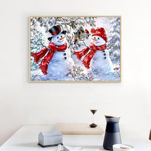 Cute Snowman 40x30cm(canvas) full round drill diamond painting