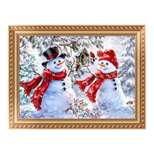 Load image into Gallery viewer, Cute Snowman 40x30cm(canvas) full round drill diamond painting
