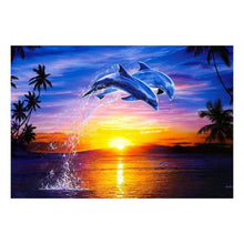 Load image into Gallery viewer, Sunset Dolphin 40x30cm(canvas) full round drill diamond painting
