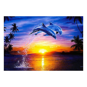 Sunset Dolphin 40x30cm(canvas) full round drill diamond painting