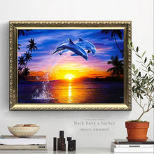 Load image into Gallery viewer, Sunset Dolphin 40x30cm(canvas) full round drill diamond painting

