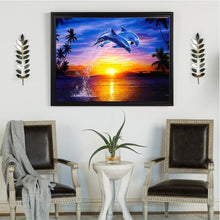Load image into Gallery viewer, Sunset Dolphin 40x30cm(canvas) full round drill diamond painting
