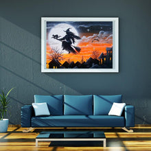 Load image into Gallery viewer, Halloween Cat Witch 30x40cm(canvas) full round drill diamond painting
