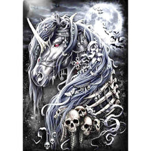 Load image into Gallery viewer, Dark Horse Skull 40x30cm(canvas) full round drill diamond painting
