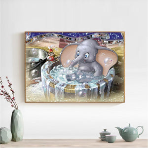 Shower Elephant 30x40cm(canvas) full round drill diamond painting