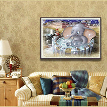 Load image into Gallery viewer, Shower Elephant 30x40cm(canvas) full round drill diamond painting
