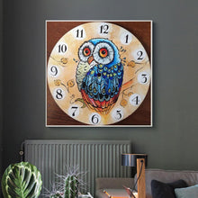 Load image into Gallery viewer, Animal Clock 30x30cm(canvas) full round drill diamond painting
