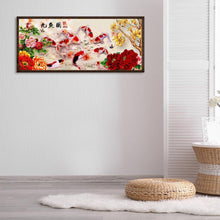 Load image into Gallery viewer, Peony 9 Fishes 80x35cm(canvas) full round drill diamond painting
