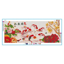 Load image into Gallery viewer, Peony 9 Fishes 80x35cm(canvas) full round drill diamond painting
