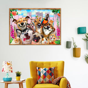 Dogs 40x30cm(canvas) full round drill diamond painting