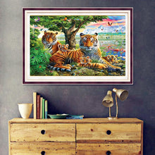 Load image into Gallery viewer, Tiger Family 40x30cm(canvas) full round drill diamond painting
