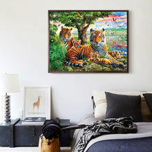 Load image into Gallery viewer, Tiger Family 40x30cm(canvas) full round drill diamond painting
