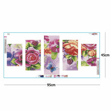 Load image into Gallery viewer, 5pcs Butterfly Flowers 95x45cm(canvas) full round drill diamond painting
