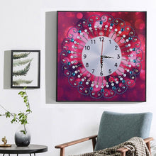 Load image into Gallery viewer, DIY Special Shaped Diamond Painting Red Flower Wall Clock Crafts Art Decor
