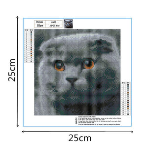 Grey Cat 25x25cm(canvas) full square drill diamond painting