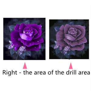 Purple Rose 25x25cm(canvas) full square drill diamond painting