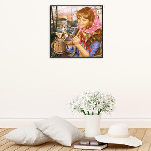 Cute Girl 30x30cm(canvas) full round drill diamond painting