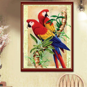 Parrots 40x30cm(canvas) full round drill diamond painting