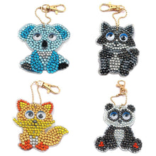 Load image into Gallery viewer, 4pcs/set DIY Full Drill Diamond Painting Cartoon Animal Key Chain Jewelry
