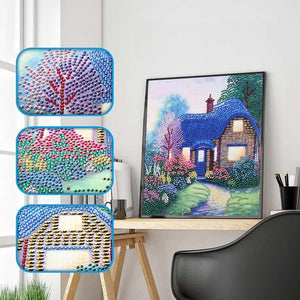 Vintage House 30x30cm(canvas) beautiful special shaped drill diamond painting