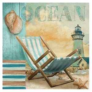 Sea Beach Chair 30x30cm(canvas) full round drill diamond painting