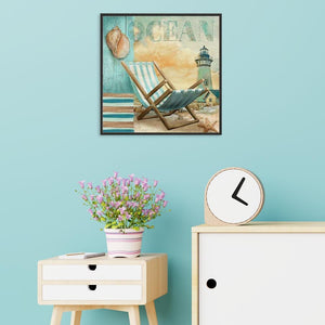 Sea Beach Chair 30x30cm(canvas) full round drill diamond painting