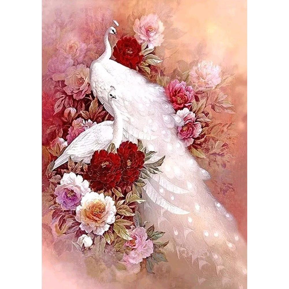 White Peacock 30x40cm(canvas) full square drill diamond painting
