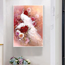 Load image into Gallery viewer, White Peacock 30x40cm(canvas) full square drill diamond painting
