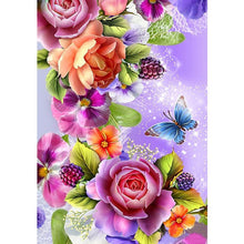Load image into Gallery viewer, Gorgeous Flowers Butterfly 40x30cm(canvas) full round drill diamond painting
