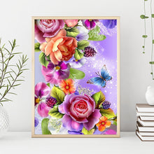 Load image into Gallery viewer, Gorgeous Flowers Butterfly 40x30cm(canvas) full round drill diamond painting
