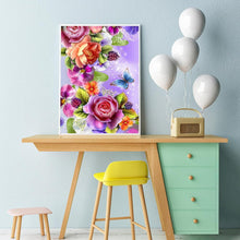 Load image into Gallery viewer, Gorgeous Flowers Butterfly 40x30cm(canvas) full round drill diamond painting
