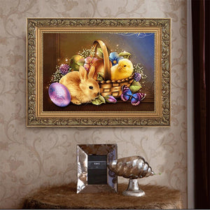Easter Chick Rabbit 40x30cm(canvas) full round drill diamond painting