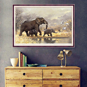Elephants 40x30cm(canvas) full round drill diamond painting