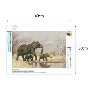 Elephants 40x30cm(canvas) full round drill diamond painting