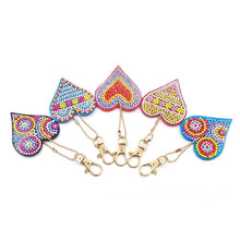 Load image into Gallery viewer, 5pcs/set DIY Full Drill Diamond Painting Love Heart Keychain Key Ring Gift
