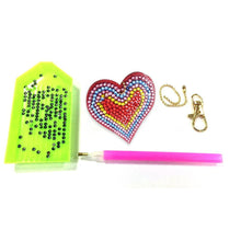 Load image into Gallery viewer, 5pcs/set DIY Full Drill Diamond Painting Love Heart Keychain Key Ring Gift
