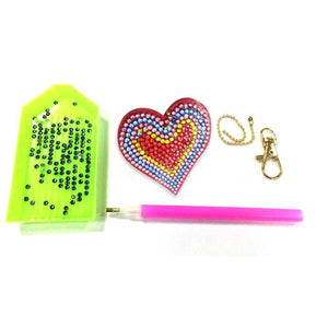 5pcs/set DIY Full Drill Diamond Painting Love Heart Keychain Key Ring Gift