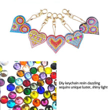 Load image into Gallery viewer, 5pcs/set DIY Full Drill Diamond Painting Love Heart Keychain Key Ring Gift
