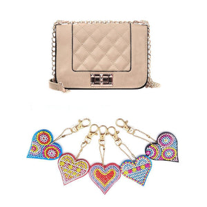 5pcs/set DIY Full Drill Diamond Painting Love Heart Keychain Key Ring Gift