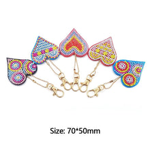 Load image into Gallery viewer, 5pcs/set DIY Full Drill Diamond Painting Love Heart Keychain Key Ring Gift
