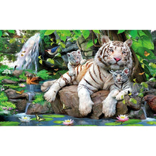 Load image into Gallery viewer, Tigers Family 40x30cm(canvas) full round drill diamond painting
