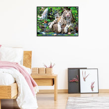 Load image into Gallery viewer, Tigers Family 40x30cm(canvas) full round drill diamond painting

