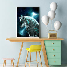 Load image into Gallery viewer, Night Wolf 30x40cm(canvas) full round drill diamond painting
