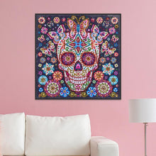 Load image into Gallery viewer, Flower Skull 25x25cm(canvas) beautiful special shaped drill diamond painting
