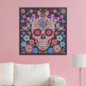 Flower Skull 25x25cm(canvas) beautiful special shaped drill diamond painting