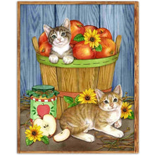 Load image into Gallery viewer, Cats Fruits 30x25cm(canvas) partial round drill diamond painting
