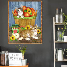Load image into Gallery viewer, Cats Fruits 30x25cm(canvas) partial round drill diamond painting
